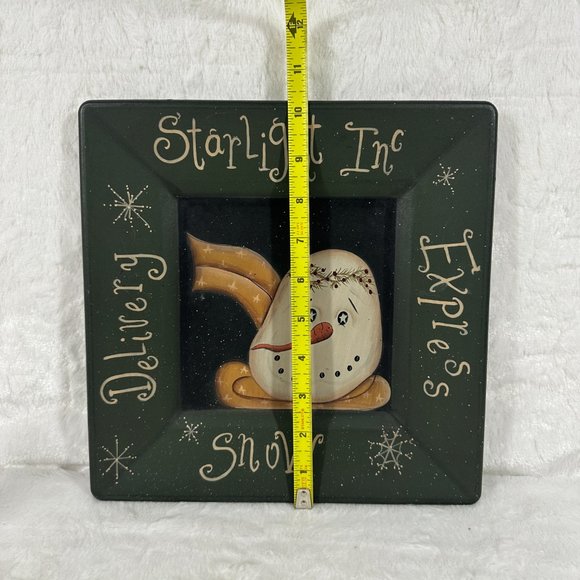 The Hearthside Collection Starlight Delivery Snow Express Primitive Plate Wood - Picture 7 of 8
